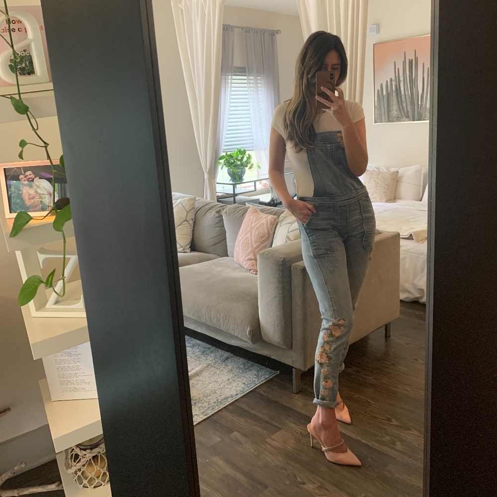 Floral Denim Overalls